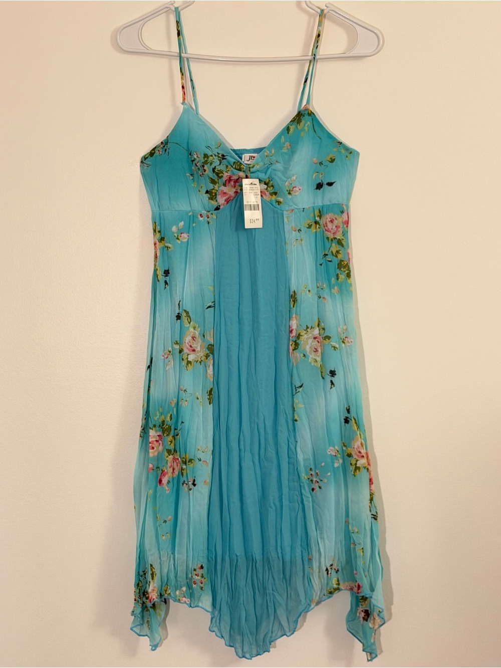 Joyce Leslie Turquoise Floral Cami Spaghetti-Strap Slip Dress
